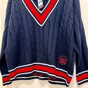 Brand New Tommy Hilfiger Varsity Cable Knit Sweater | Perfect Holiday Fashion